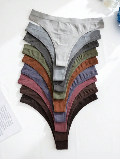 Cotton High-Cut Thong - 9 pieces
