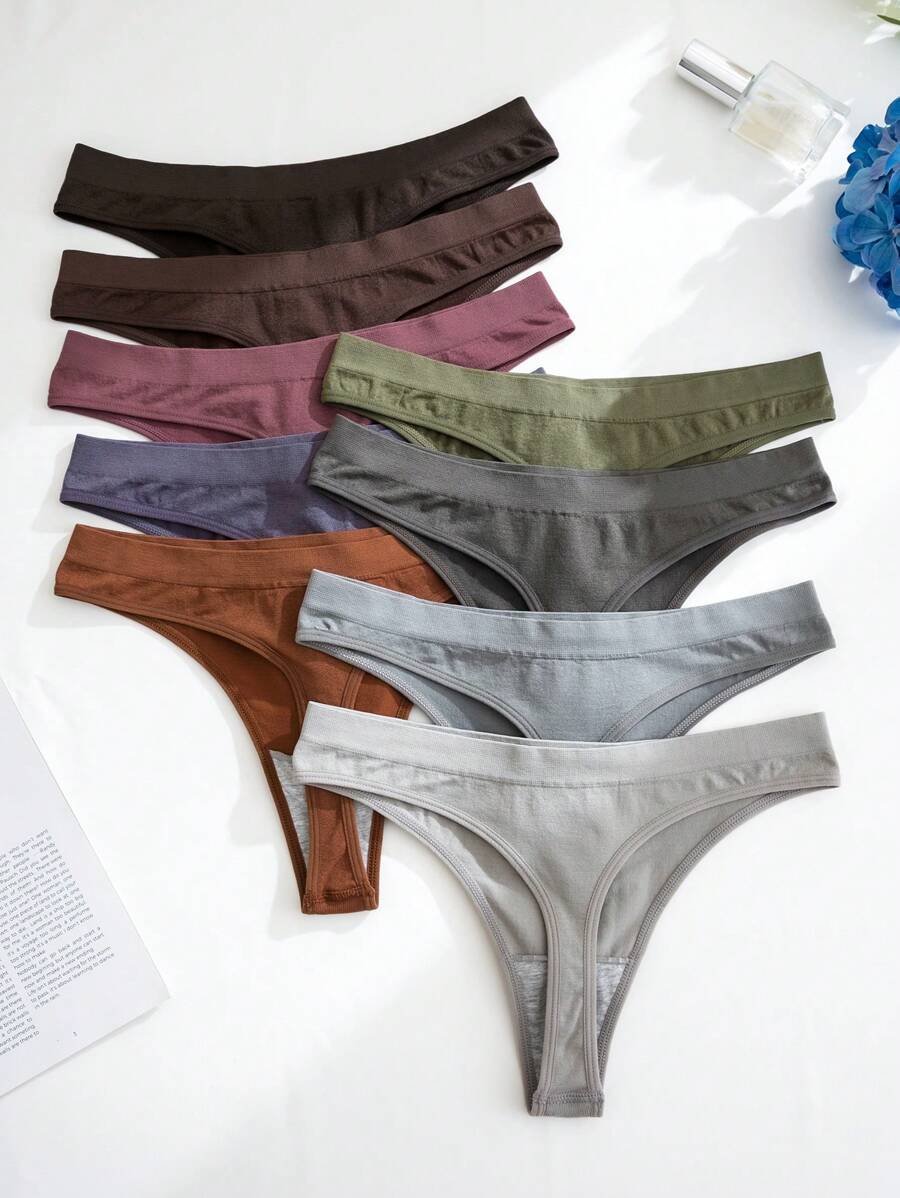 Cotton High-Cut Thong - 9 pieces