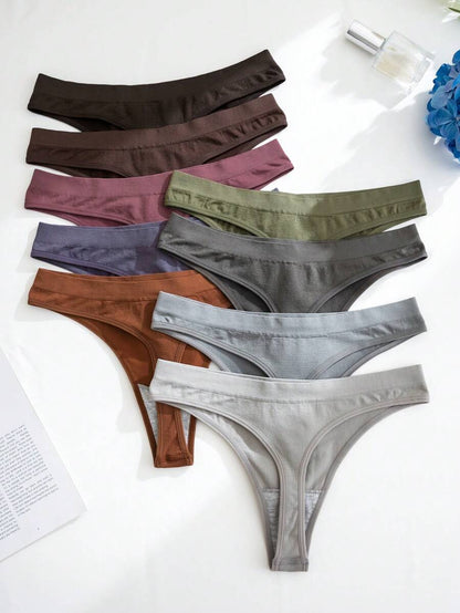 Cotton High-Cut Thong - 9 pieces