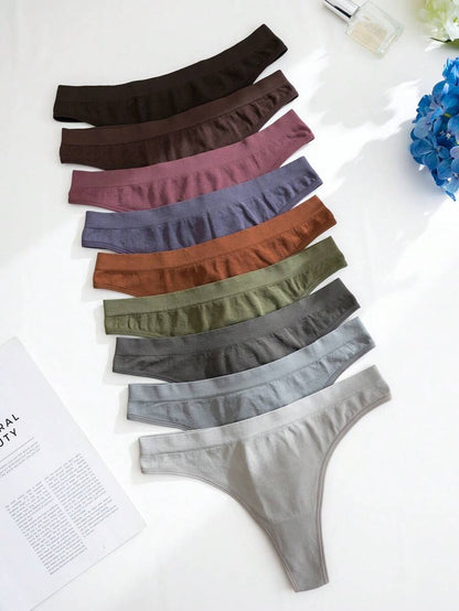 Cotton High-Cut Thong - 9 pieces