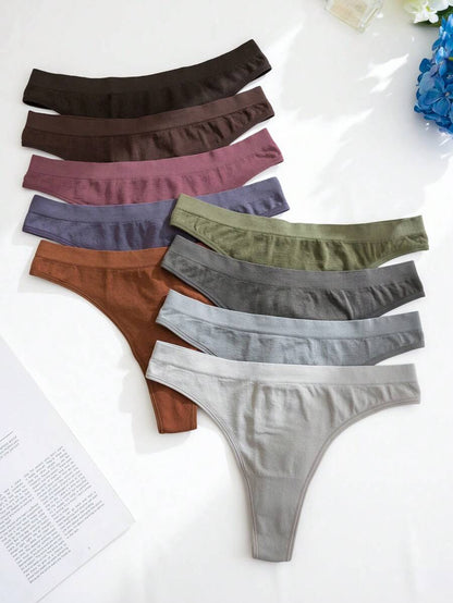 Cotton High-Cut Thong - 9 pieces