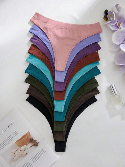 Cotton High-Cut Thong - 9 pieces