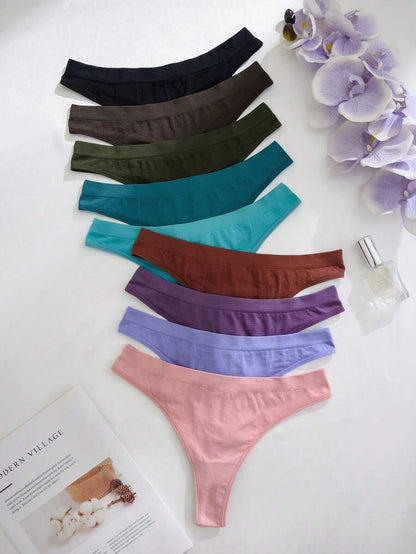 Cotton High-Cut Thong - 9 pieces