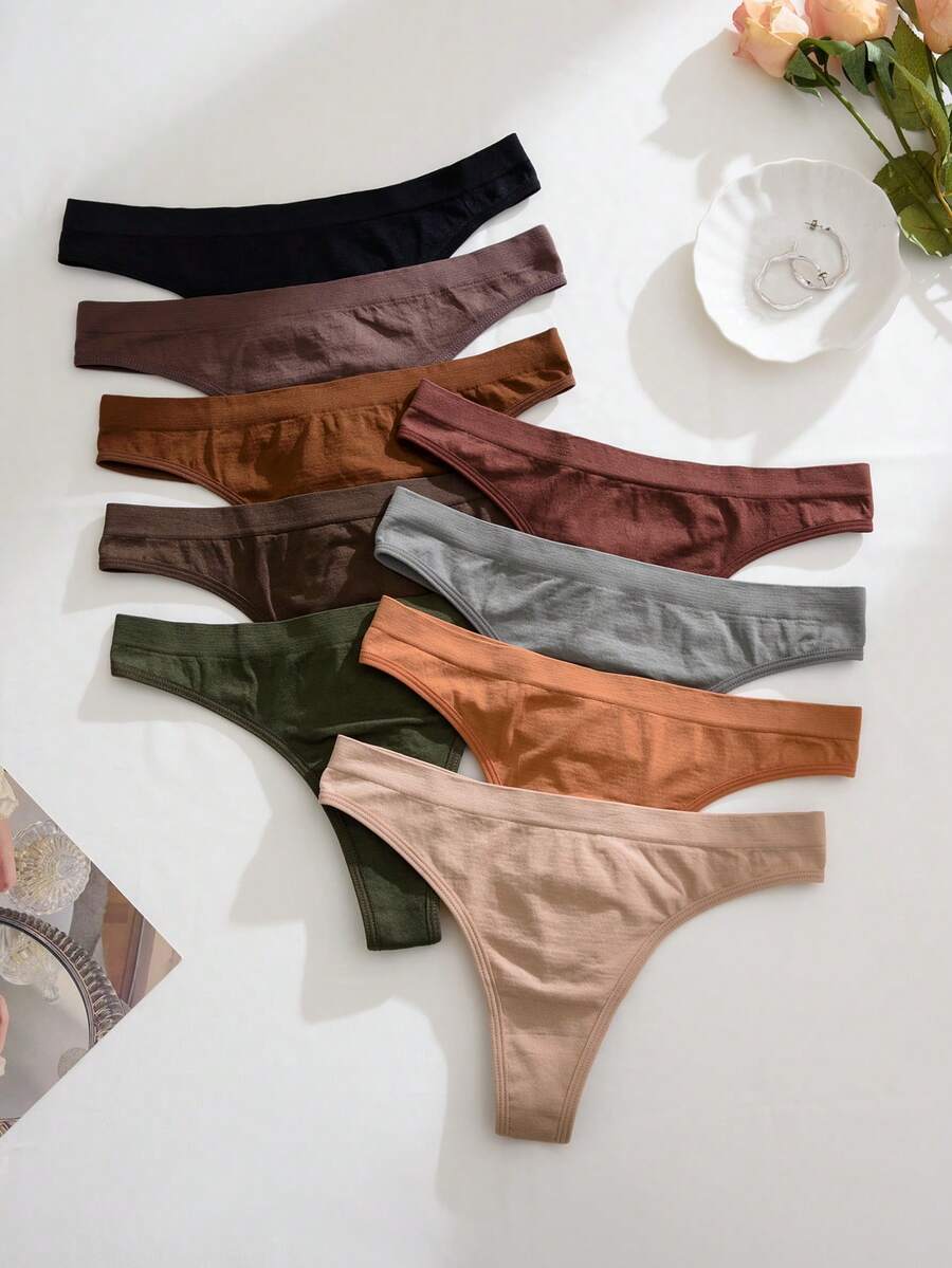 Cotton High-Cut Thong - 9 pieces