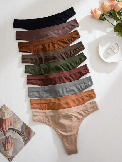 Cotton High-Cut Thong - 9 pieces