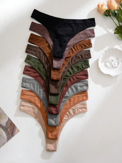 Cotton High-Cut Thong - 9 pieces