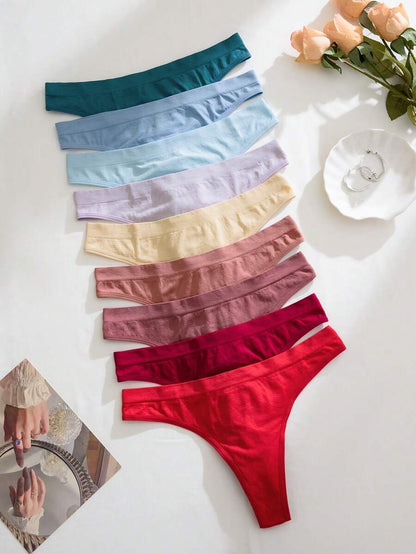 Cotton High-Cut Thong - 9 pieces