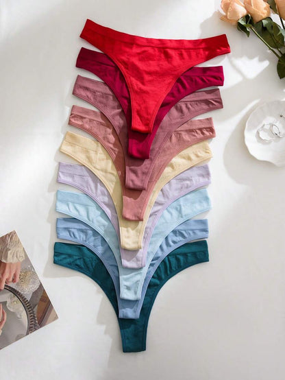 Cotton High-Cut Thong - 9 pieces