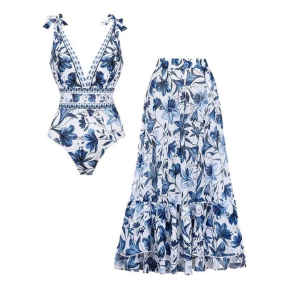 FLORAYA Azure Bow Swimdress Set