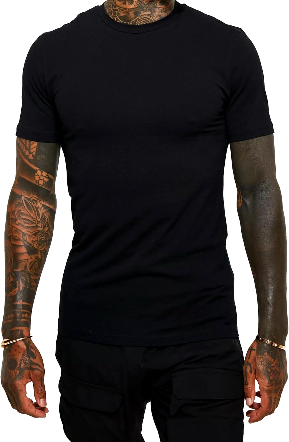 Trailblazer Slim Fit White and Black T-Shirts (3 Pack) Crewneck No Shrink Undershirts