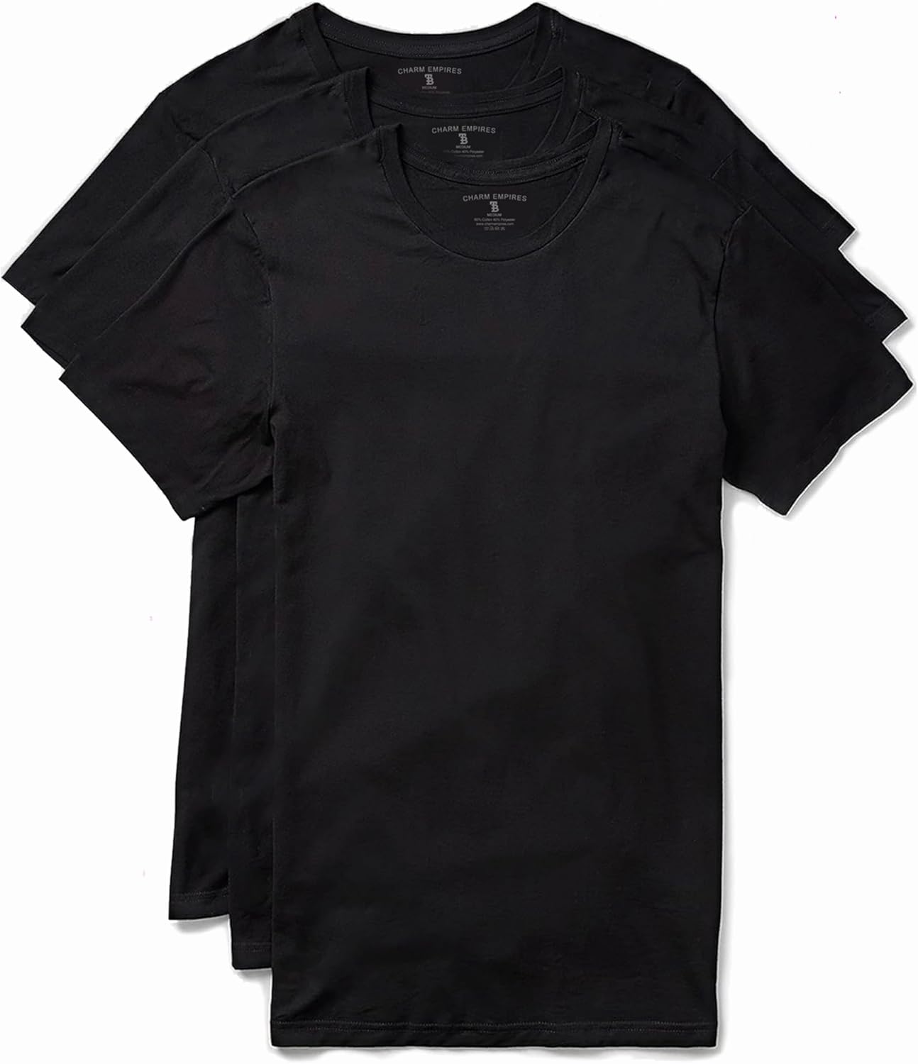 Trailblazer Slim Fit White and Black T-Shirts (3 Pack) Crewneck No Shrink Undershirts