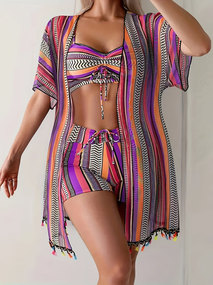 Goa Striped Bikini Swimsuit - 3pcs