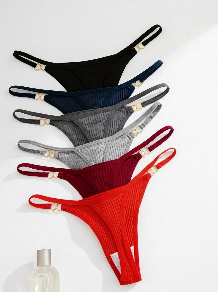 Ribbed Gold Ring Thong