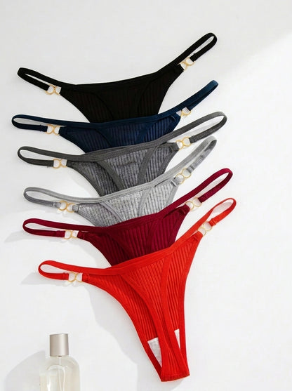 Ribbed Gold Ring Thong