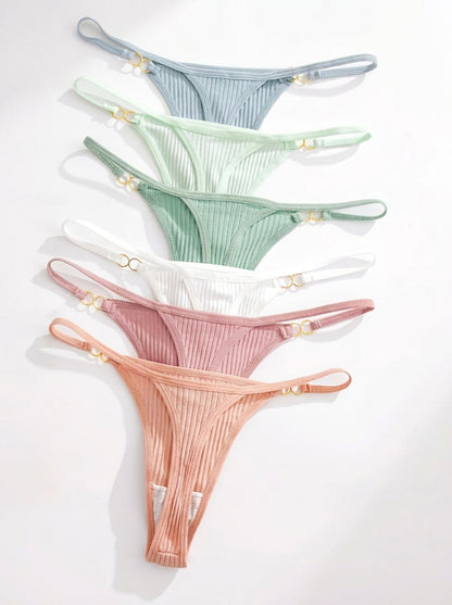 Ribbed Gold Ring Thong