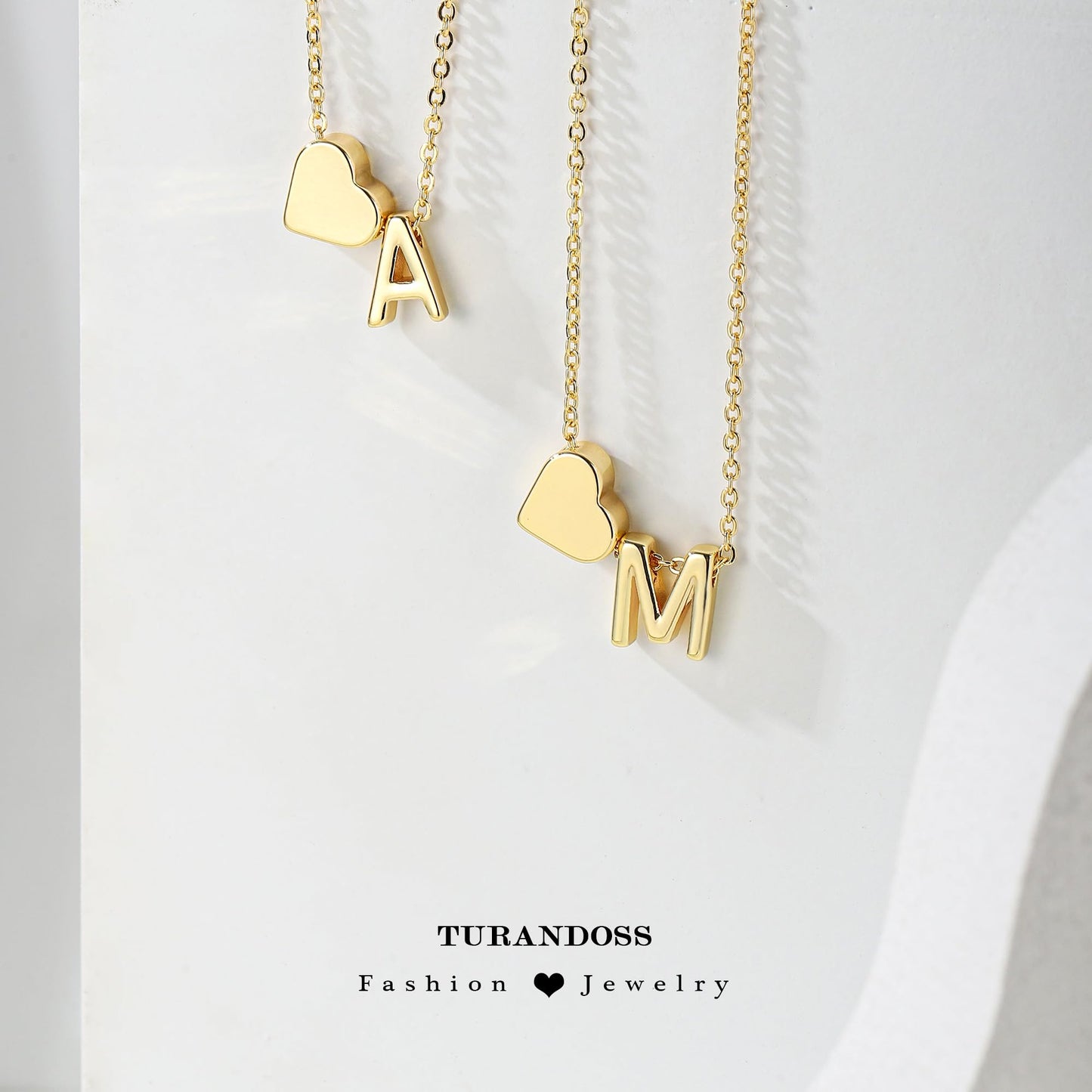 Gold Initial & Heart Necklace