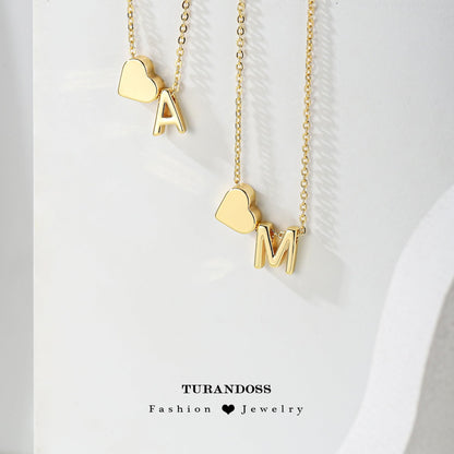Gold Initial & Heart Necklace