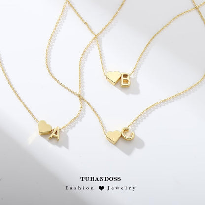 Gold Initial & Heart Necklace