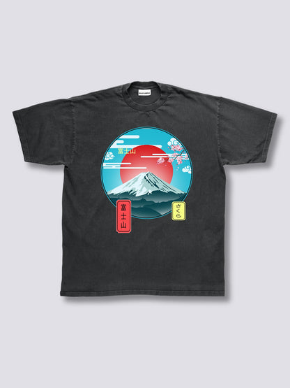 Front Print - Mount Fuji Vintage T-Shirt