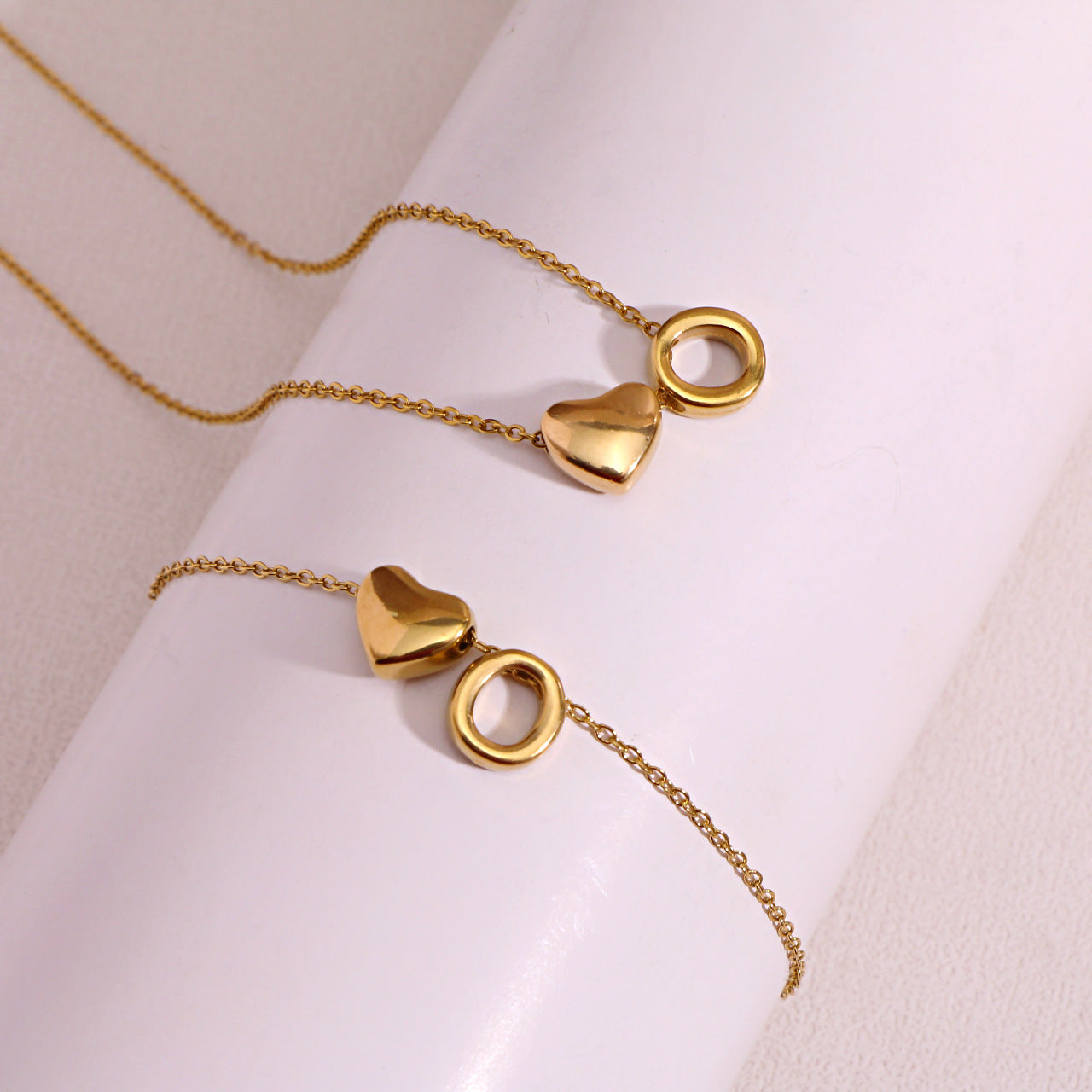 Gold Initial & Heart Necklace