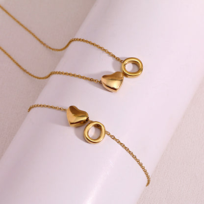 Gold Initial & Heart Necklace
