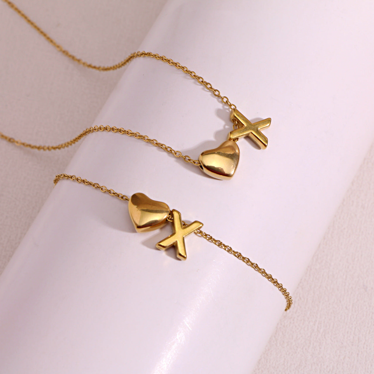 Gold Initial & Heart Necklace