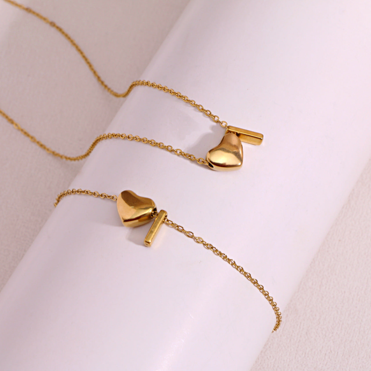 Gold Initial & Heart Necklace