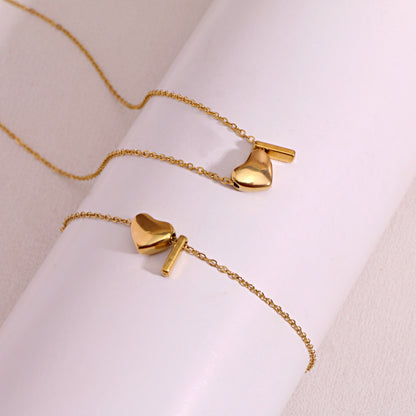Gold Initial & Heart Necklace