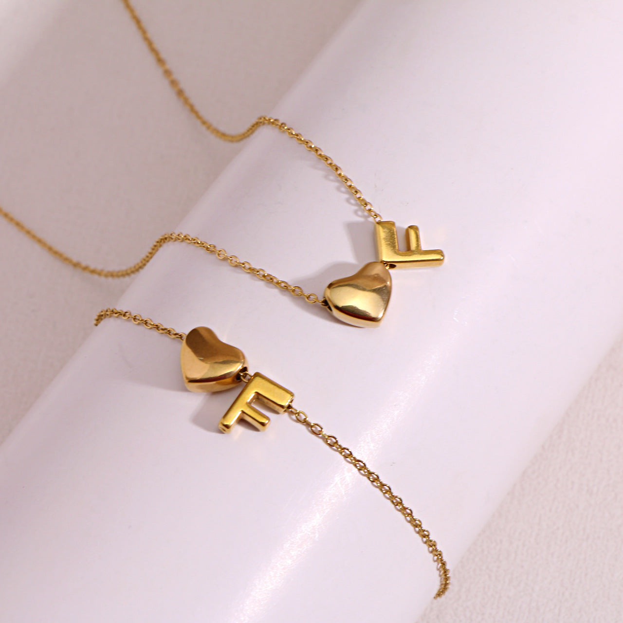 Gold Initial & Heart Necklace