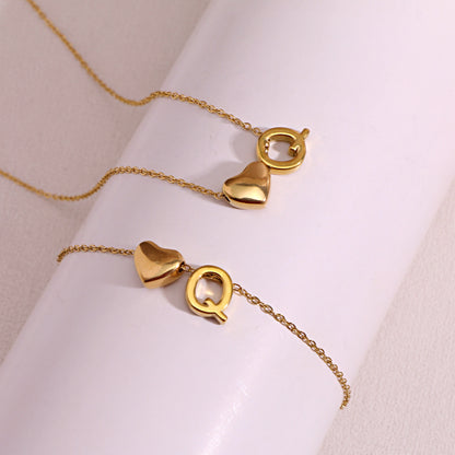Gold Initial & Heart Necklace