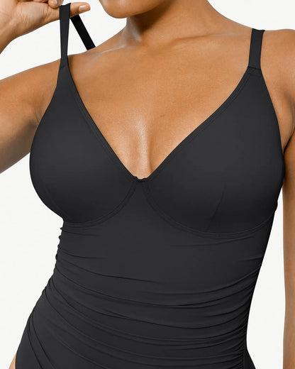 Smart Sculpt™ Ruched Lace-Up Back Shaping Swimsuit