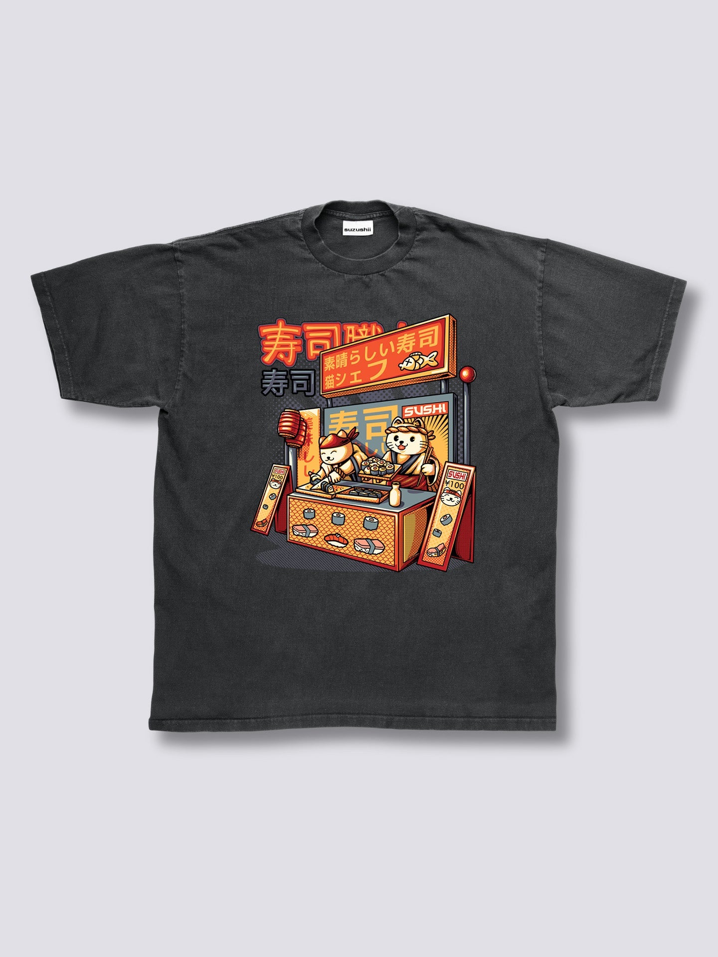 Front Print - Sushi Shop Vintage T-Shirt