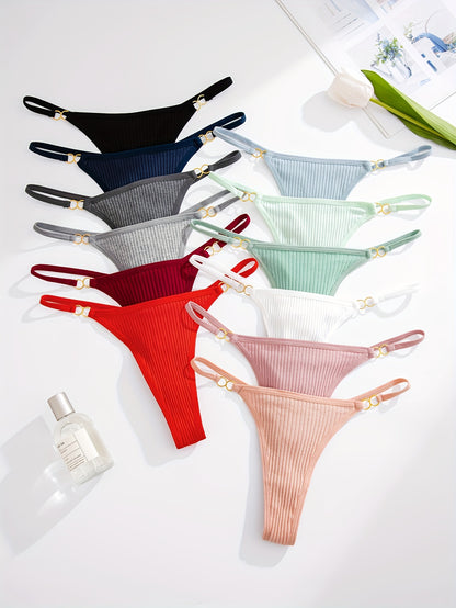 Ribbed Gold Ring Thong