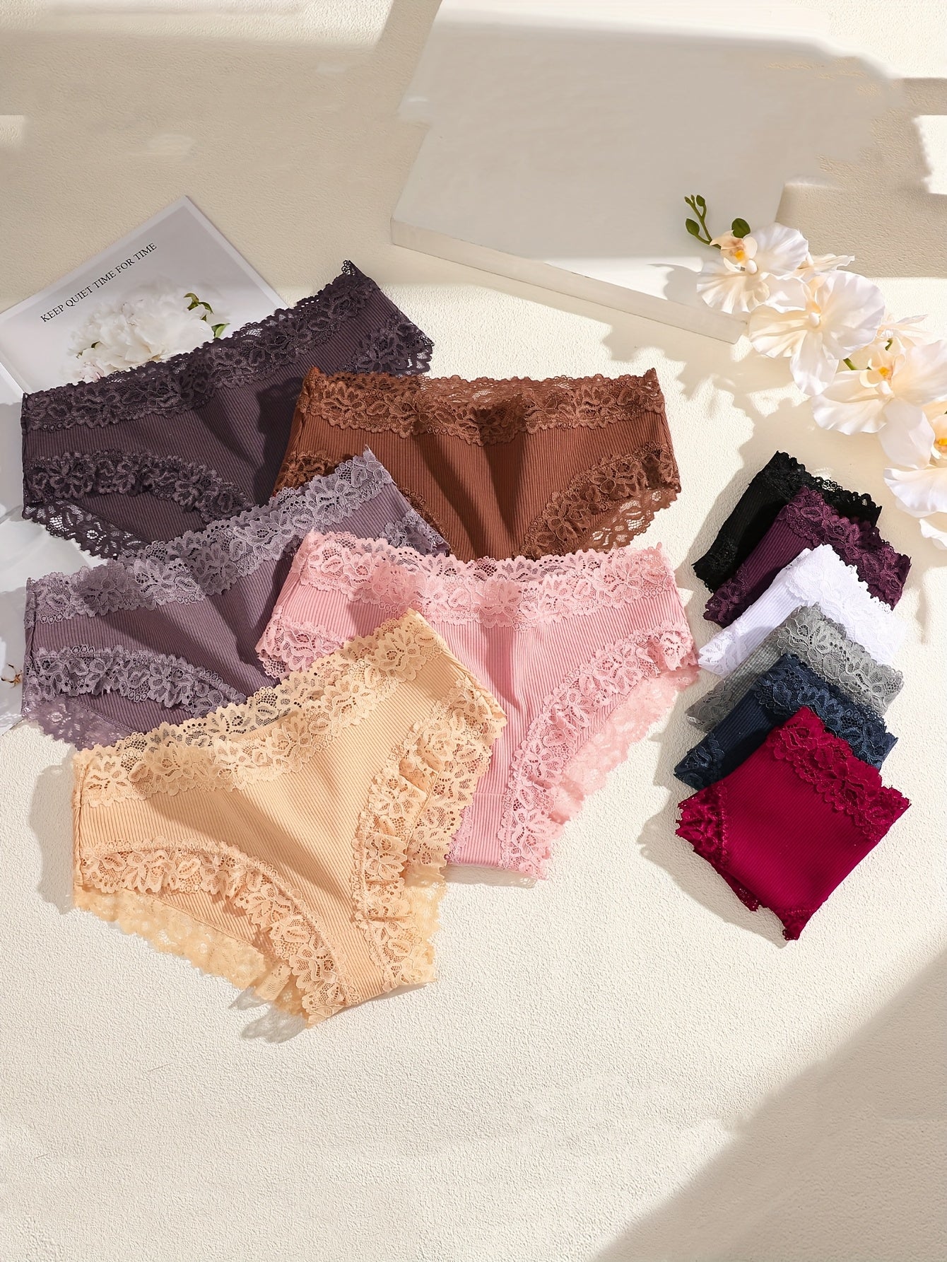 Ribbed Cotton & Lace Briefs