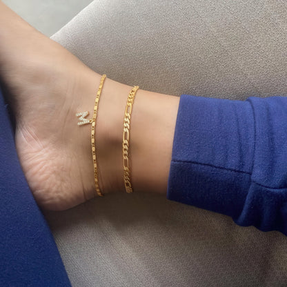 Floraya | Layered Anklet Set with Initial Charm