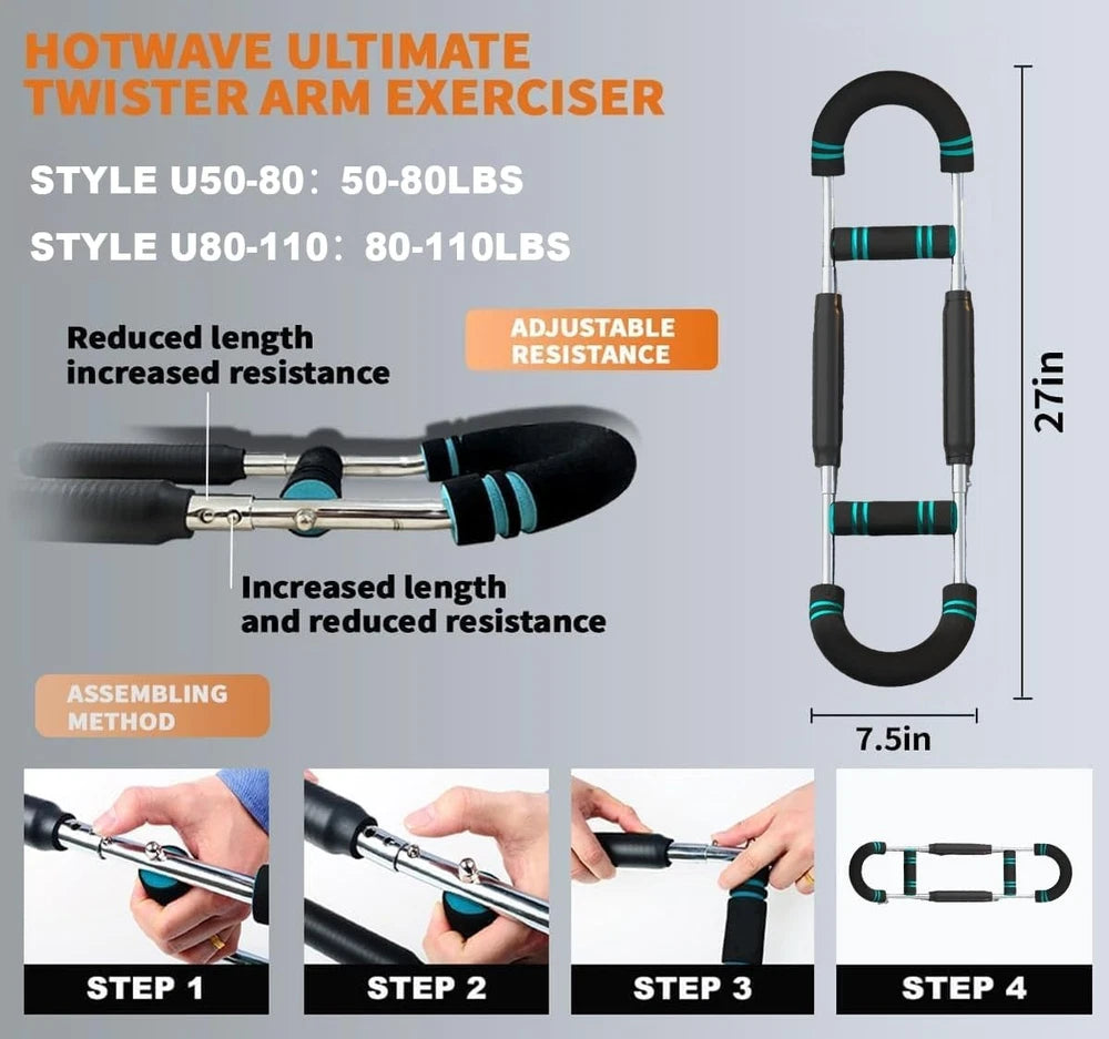Twister Arm Exerciser,Adjustable Spring Workout Bar, Forearm Triceps Chest En...